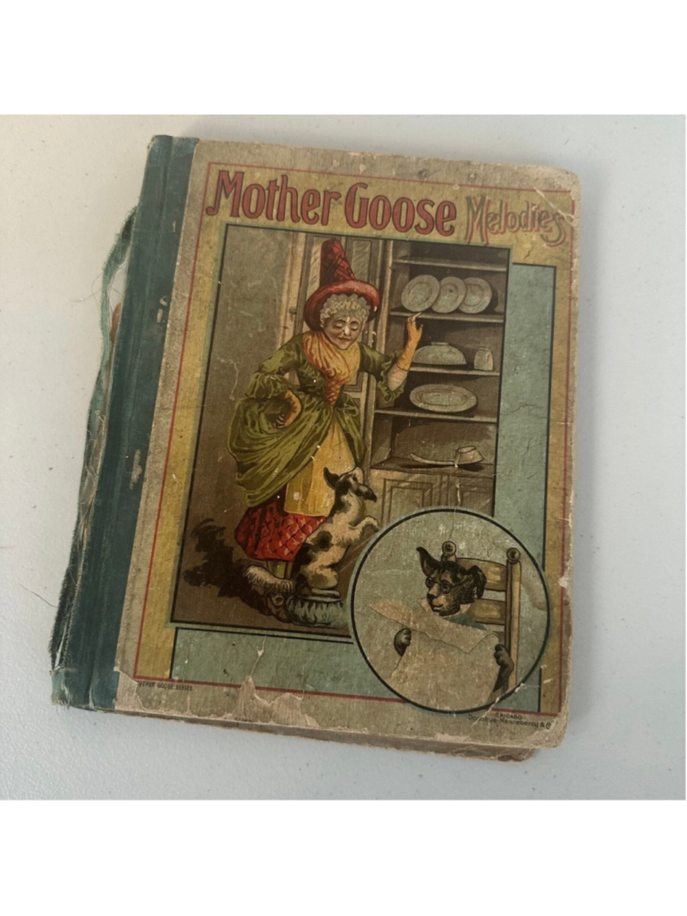 1898 Antique Mother Goose Melodies Hardcover Book w/ Sheet Music & Illustrations